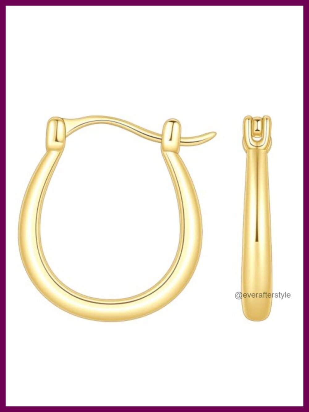 14K Gold Plated U-Shaped Small Hoop Earrings for Women Lightweight